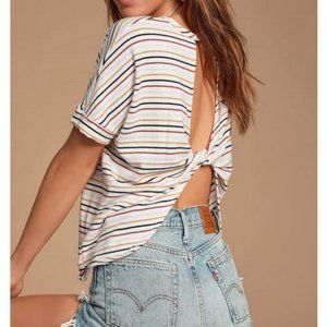 Multi-Striped Twist-Back Tee